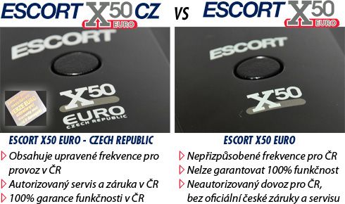 Antiradar Escort X50i EURO CZ - antiradar vyvinutý speciálně pro detekci radarů v ČR a na Slovensku s kvalitní detekcí, minimem falešných poplachů a příznivou cenou.